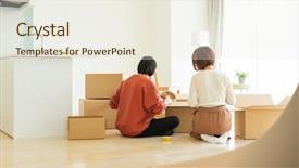  Presentation with moving - Slide deck having couple in moving work background and a  colored foreground