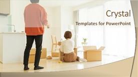  Presentation with moving - PPT theme enhanced with miscellanous - couple in moving work background and a cream colored foreground