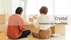  Presentation with moving - Presentation design consisting of miscellanous - couple in moving work background and a lemonade colored foreground