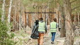  Presentation with garbage - Theme with couple-in-neon-vests-walking background and a coral colored foreground