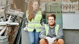  Presentation with recovery - Presentation theme consisting of couple-in-neon-vests-working background and a coral colored foreground