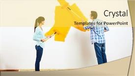  Presentation with home renovation - Cool new presentation theme with couple in new home painting backdrop and a yellow colored foreground