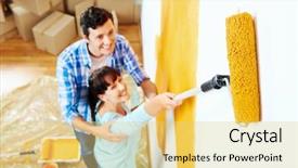  Presentation with diy - Beautiful theme featuring couple in new home painting backdrop and a yellow colored foreground