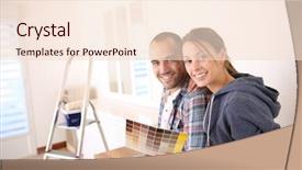  Presentation with color - Presentation design having couple in new house choosing background and a lemonade colored foreground