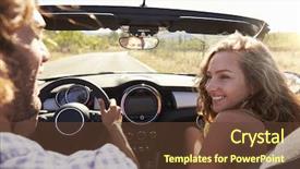  Presentation with look - Beautiful slides featuring couple in open top car backdrop and a tawny brown colored foreground