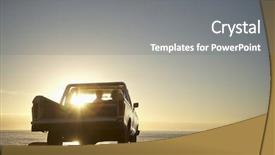  Presentation with rear view mirror - Beautiful PPT theme featuring stone statue of the female form on a summer day backdrop and a gray colored foreground.