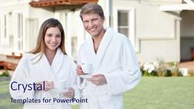  Presentation with bamboo cups - Slide deck consisting of couple in robes with cups background and a  colored foreground