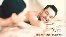  Presentation with beauty salon men - PPT theme with couple in spa salon background and a lemonade colored foreground