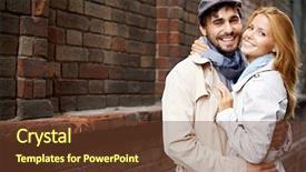  Presentation with coats - PPT theme enhanced with couple in stylish trench-coat background and a tawny brown colored foreground