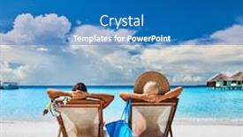  Presentation with beds - Cool new slides with couple-in-sun-beds backdrop and a teal colored foreground