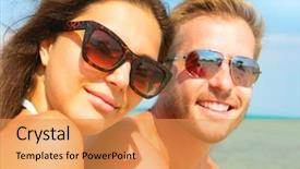  Presentation with black couple having fun - Presentation design featuring couple in sunglasses having fun background and a gold colored foreground