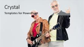  Presentation with music sign people - PPT theme featuring music age and people concept background and a white colored foreground