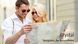  Presentation with data mining data minig concept - Cool new slide set with couple in sunglasses with map backdrop and a soft green colored foreground