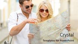 Presentation with city map - Amazing presentation design having couple in sunglasses with map backdrop and a soft green colored foreground