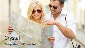  Presentation with city map - Presentation with couple in sunglasses with map background and a soft green colored foreground