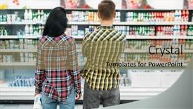  Presentation with supermarket - PPT theme enhanced with couple in supermarket milk department background and a coral colored foreground