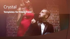  Presentation with poker - Slide deck consisting of couple in the casino playing poker on green felt background and a red colored foreground