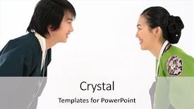  Presentation with hanbok the traditional korean dress - Presentation theme consisting of couple in traditional korean dress background and a  colored foreground