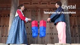  Presentation with hanbok the traditional korean dress - Presentation design consisting of couple in traditional korean dress background and a  colored foreground