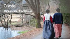 Presentation with korea - Presentation theme featuring couple in traditional korean dress background and a gray colored foreground