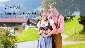  Presentation with meadow - Audience pleasing presentation theme consisting of couple-in-traditional-tracht-standing backdrop and a light blue colored foreground