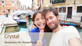  Presentation with ice cream - Presentation design with couple in venice eating ice background and a lemonade colored foreground