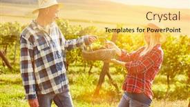  Presentation with picnic - Amazing theme having couple-in-vineyard-with-basket backdrop and a blonde colored foreground