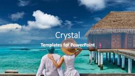  Presentation with villa - Amazing PPT theme having couple-in-white backdrop and a teal colored foreground
