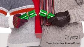  Presentation with clothing - Amazing presentation theme having couple-in-winter-clothing-pulling backdrop and a light gray colored foreground