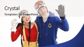  Presentation with winter sports - Cool new presentation with couple in winter sports backdrop and a light gray colored foreground