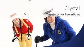  Presentation with winter sports - Cool new slide deck with couple in winter sports backdrop and a white colored foreground