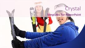  Presentation with winter sports - Presentation design featuring couple in winter sports background and a pink colored foreground
