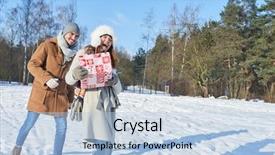  Presentation with gift - Presentation with couple in wither with gift background and a light blue colored foreground