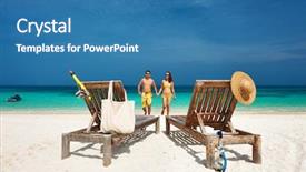  Presentation with maldives - Cool new presentation theme with couple in yellow running on a tropical beach at maldives backdrop and a teal colored foreground