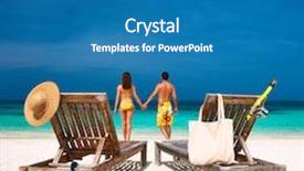  Presentation with maldives - PPT theme consisting of couple in yellow on a tropical beach at maldives background and a teal colored foreground