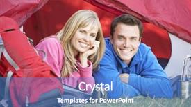  Presentation with camping - PPT theme consisting of couple inside tent on camping holiday background and a teal colored foreground