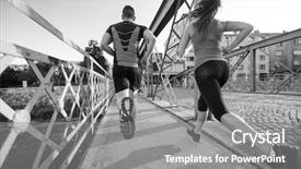  Presentation with pittsburgh city and sports - Slide deck featuring couple jogging across the bridge background and a gray colored foreground