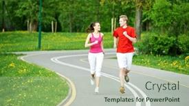  Presentation with nature - PPT layouts featuring couple-jogging-and-running-outdoors background and a mint green colored foreground