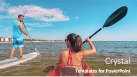  Presentation with kayaking - Slide set featuring couple-kayaking-and-paddle-boarding background and a red colored foreground