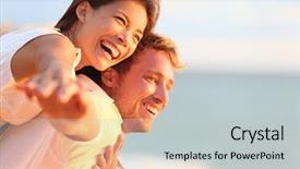  Presentation with love romance - Colorful PPT theme enhanced with couple laughing in love romance backdrop and a light gray colored foreground