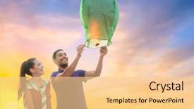  Presentation with summer celebration - Beautiful PPT theme featuring float floating paper lanterns - summer holidays vacation celebration backdrop and a lemonade colored foreground