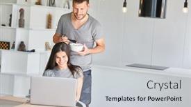  Presentation with hair care - Audience pleasing PPT theme consisting of couple-learns-hair-tones-themselves backdrop and a light gray colored foreground