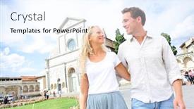  Presentation with walking together - Presentation featuring couple-lifestyle-europe-travel background and a sky blue colored foreground