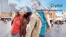  Presentation with listening - Colorful presentation theme enhanced with couple listening to the music backdrop and a light blue colored foreground