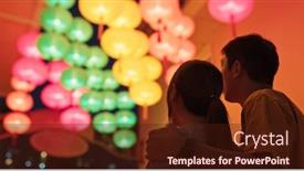  Presentation with lantern chinese - Cool new presentation design with couple look at the chinese lantern together at outdoor backdrop and a wine colored foreground