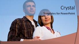  Presentation with look forward - Cool new theme with couple look forward confidently against the blue sky backdrop and a light blue colored foreground