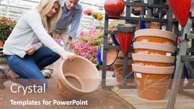  Presentation with ceramic - Audience pleasing slide set consisting of couple-looking-at-a-ceramic backdrop and a  colored foreground