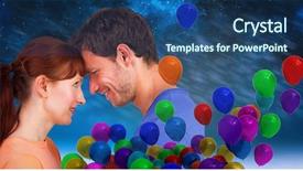  Presentation with aurora - Theme consisting of couple looking at each other against aurora night sky in blue background and a ocean colored foreground