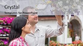  Presentation with garden - Slides enhanced with couple looking at hanging basket background and a light gray colored foreground