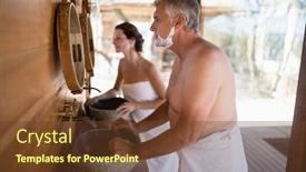  Presentation with safari - Audience pleasing presentation theme consisting of couple-looking-at-mirror backdrop and a tawny brown colored foreground